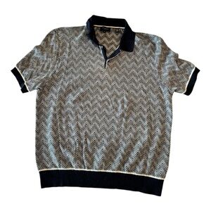 Ted Baker Short Sleeve Sweater Polo – XL (Navy/White)